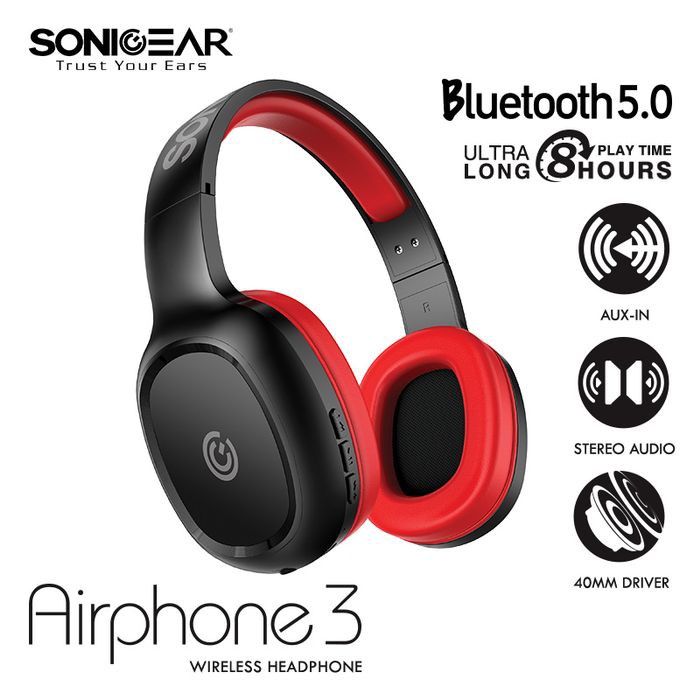 promo SONICGEAR AIRPHONE 3- Wireless Headset with Strong Bass &amp; Clear Audio head set bluetooth 5.0