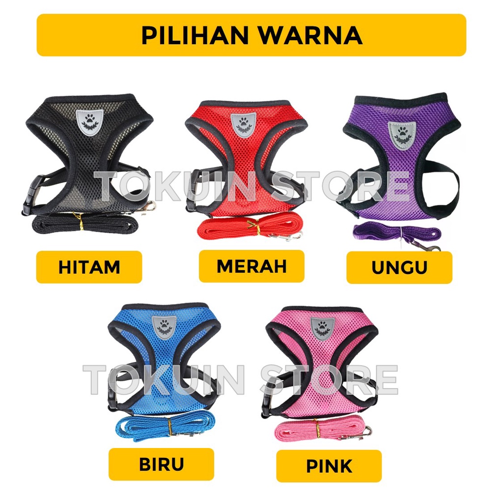 Rompi Pet Harness Tali Tuntun Kucing Anjing Kecil Cat Dog Leash Vest