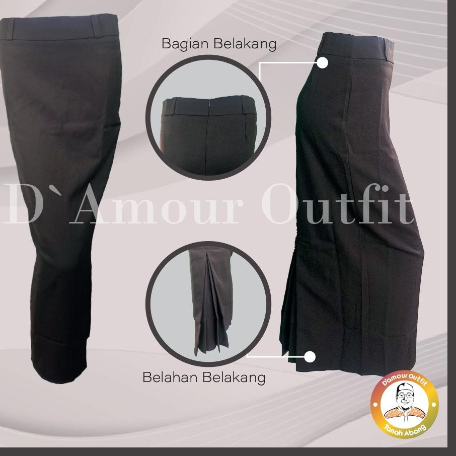 ֍ Rok Kerja Wanita Panjang REMPEL BELAKANG Ukuran S - 4L JUMBO Bahan Gabardine Hitam Abu Mocca Cokla