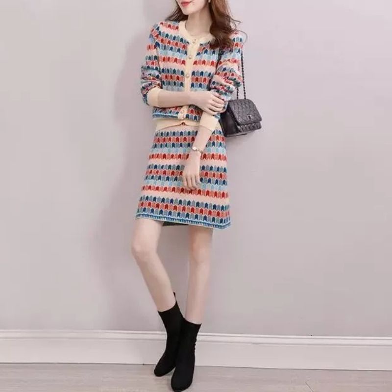 MDLV ~ 3859 STELAN TRIBAL KNIT SET SETELAN RAJUT KOREA PREMIUM IMPORT BAJU KOREA FASHION IMPORT