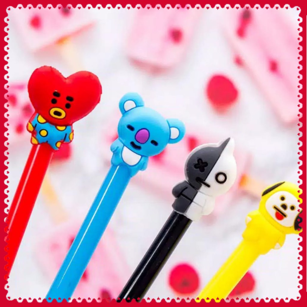 

BT21 Pena BTS Bangtan Boys ARMY KPOP Cartoon Black Ink Gel Pen Import Murah