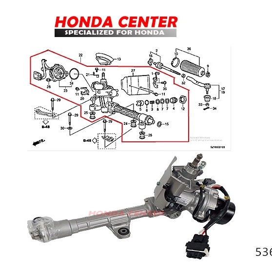 box comp steering gear rack stir gear box stir eps rak stir bak stir honda freed 2010 2011 2012 2013 2014 2015 53601-SYY-033