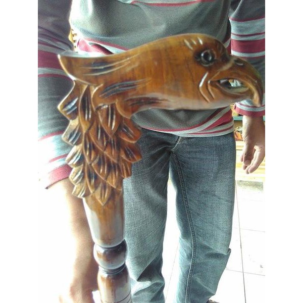 Tongkat Kaki Tongkat Jalan Kayu Jati Ukir