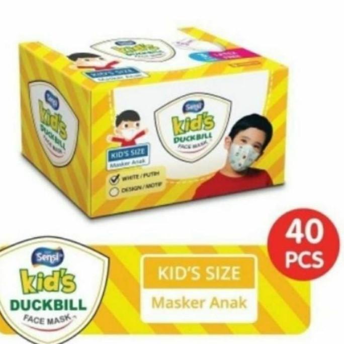 Princesnadia885 Ready Stock Masker Anak/Sensi Duckbill Kids/Masker Sensi Anak Isi - Polos Putih