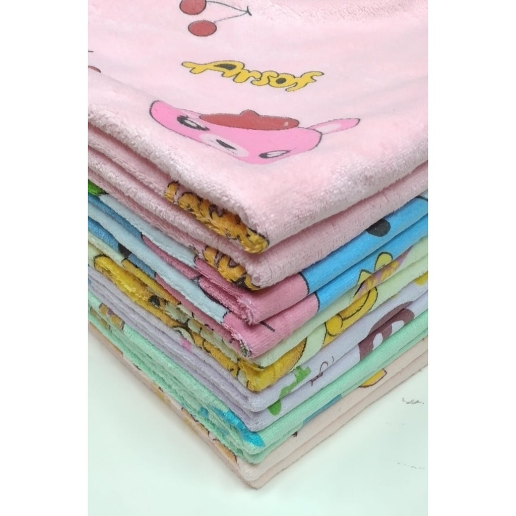 Handuk Mandi Bayi Microfiber Warna Karakter Binatang Lucu 50X100 CM