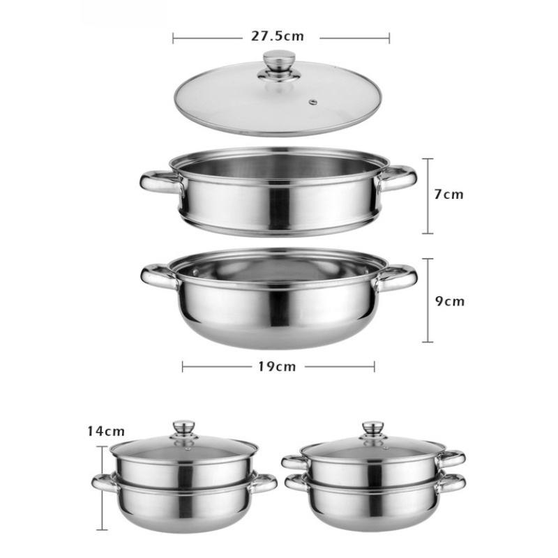 Panci Stainless Steel 2 Level Susun panci Pengukus Serbaguna panci Steamer Perebus