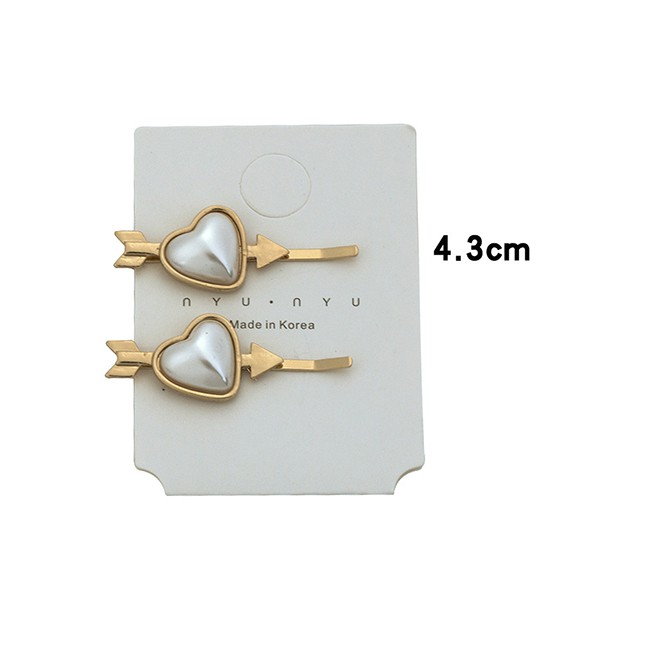 LRC Jepit Rambut Fashion Round Pearl Alloy Flower Diamond Heart-shaped Pearl Hair Clip