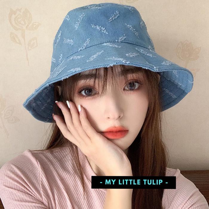 Bucket Hat Jeans / Topi Wanita Model Jeans / Topi Bucket Tebal Import