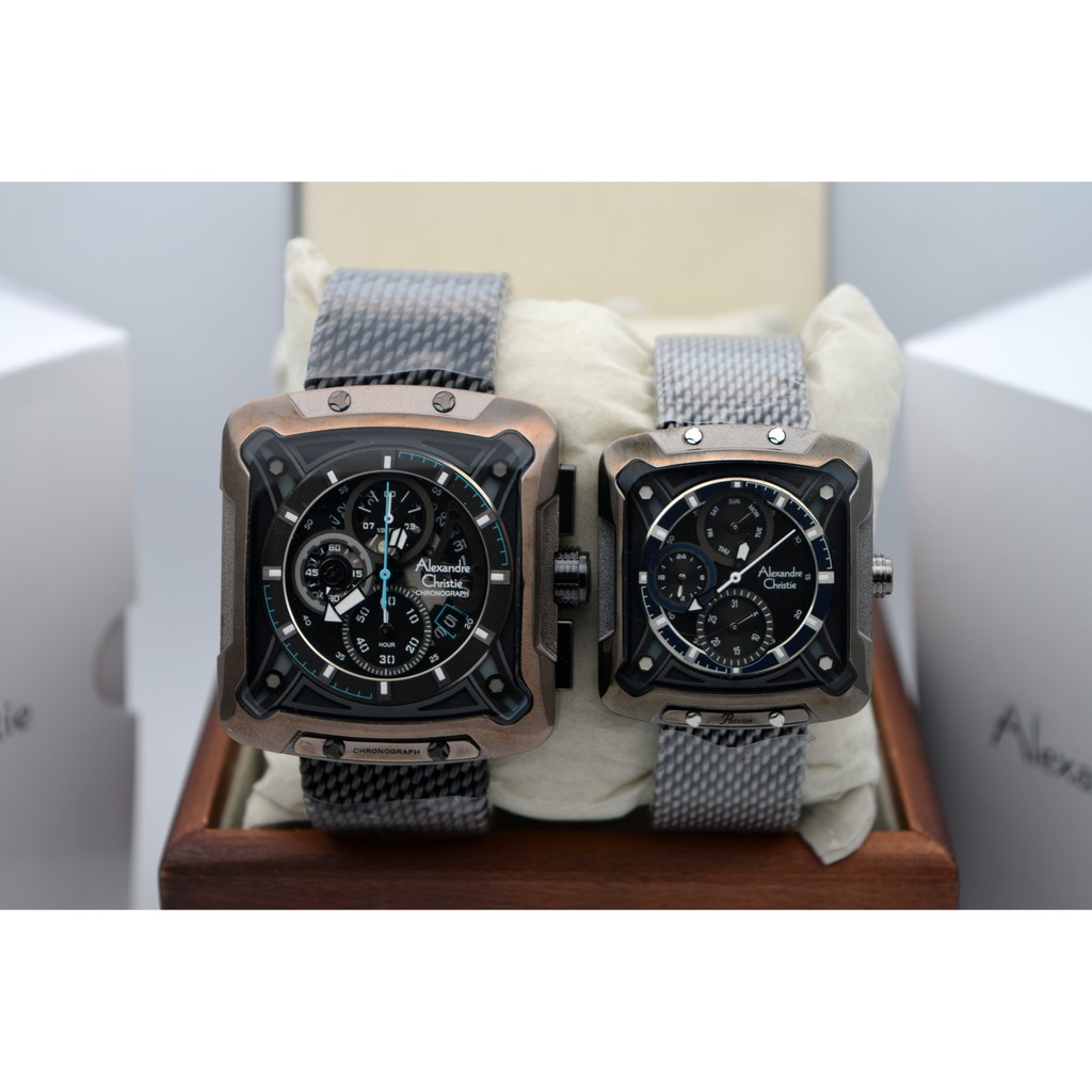 Alexandre Christie AC 3030 Stainless Automatic Black List Blue Couple Edition Original