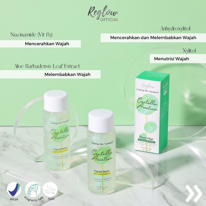 Skincare Facial Wash Reglow Glowing Skin 100ml - Sabun Wajah Pria Wanita / Sabun Jerawat / Facial Wash Acne / Cleansing Foam-2