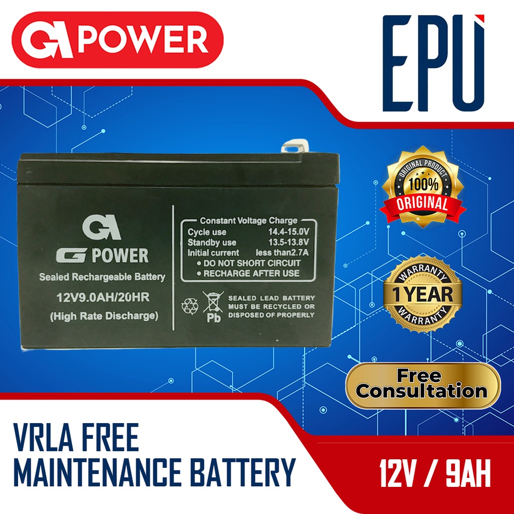 Aki UPS Gpower 12v 9ah Baterai UPS Batere UPS Aki Kering UPS VRLA