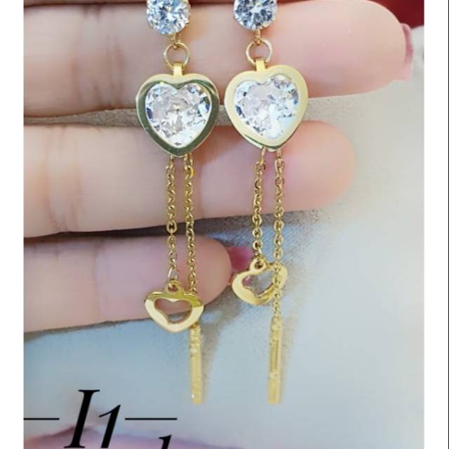 Anting titanium lapis emas 24k termurah