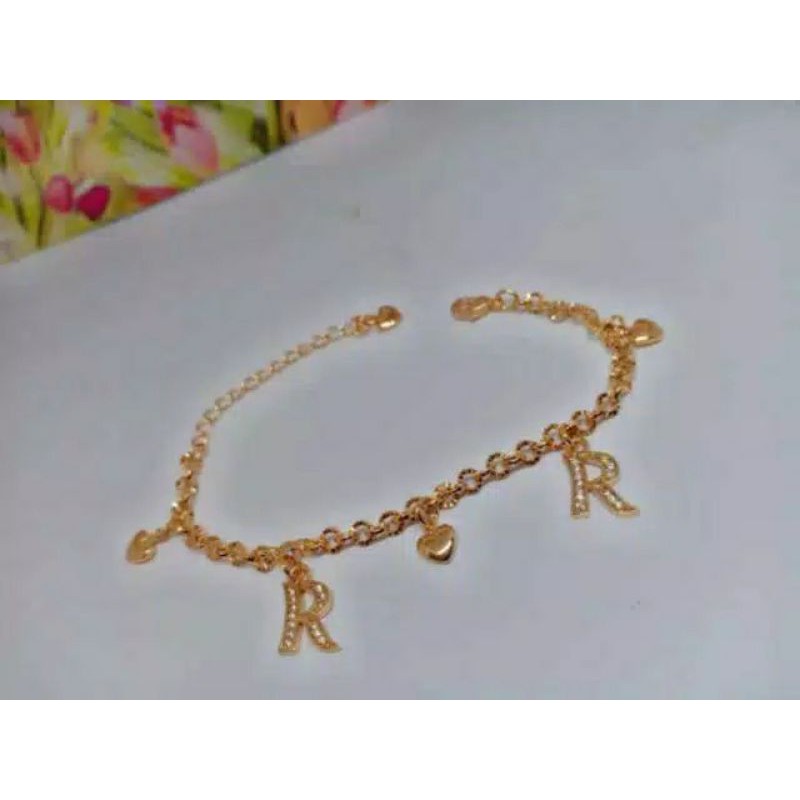 Fourfashion Gelang Tangan Sirkon Huruf Motif Kecil kekinian