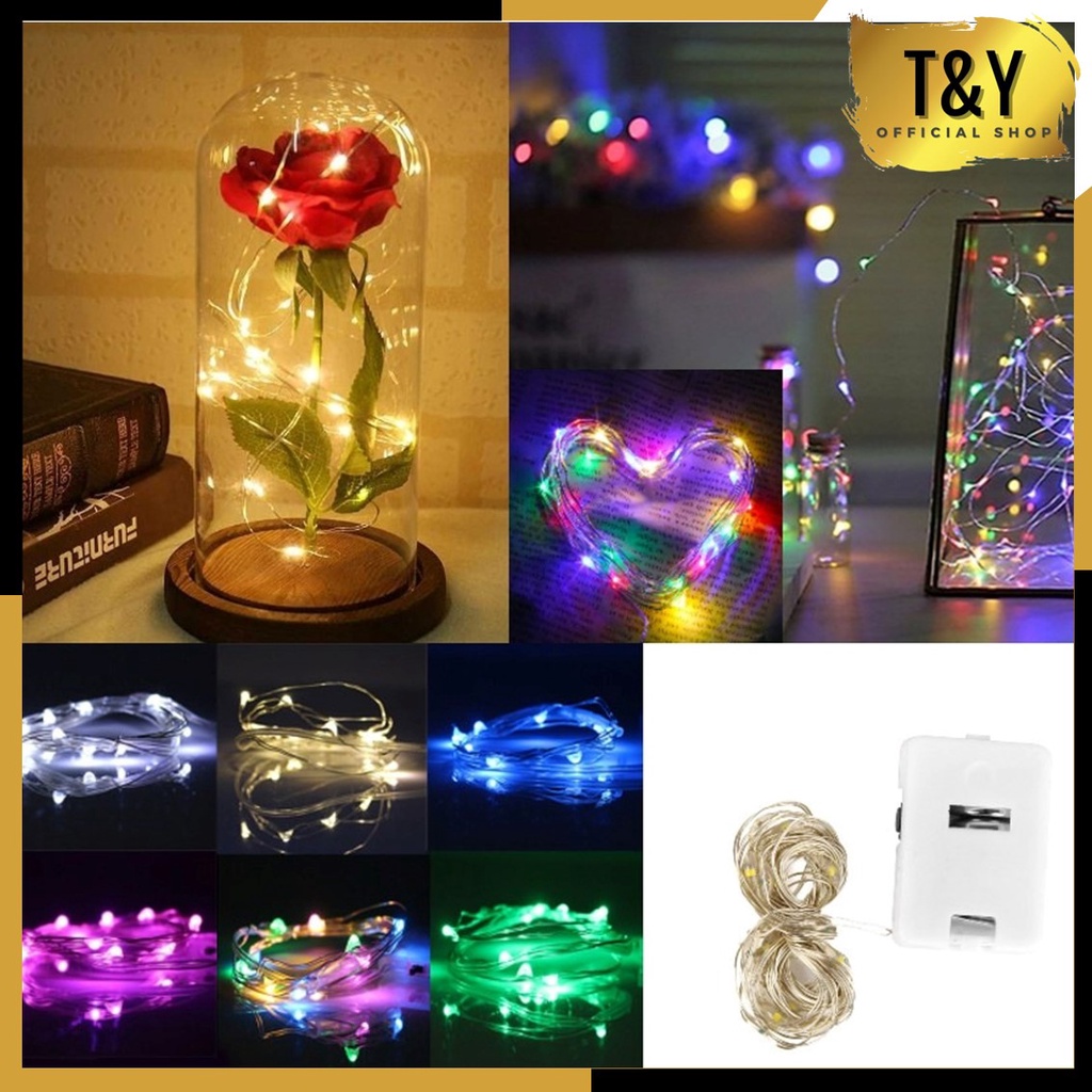 T&amp;Y Lampu Tumblr Kawat Mini 10 Meter 100 LED Lampu Hias Tumbler Dekorasi Gift Box Bucket Balon Fairy Light Led Baterai Perlengkapan Dekorasi Rumah Indoor dan Outdoor