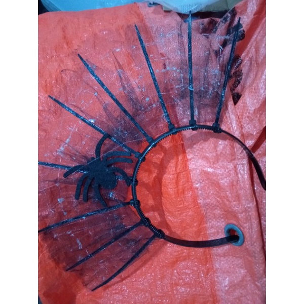 bando Halloween black spider web hiasan rambut laba laba