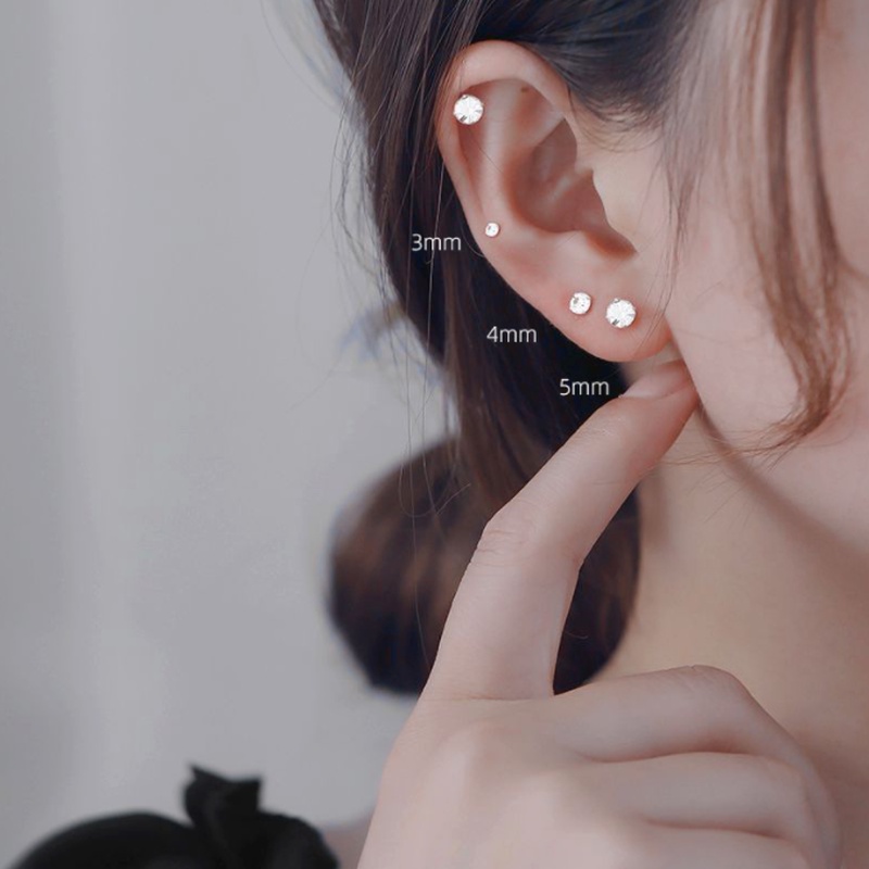 Magic789 6PCs Chic s925 Silver Glittery Zircon Stud Earrings for Women Girls Ear Jewelry Set