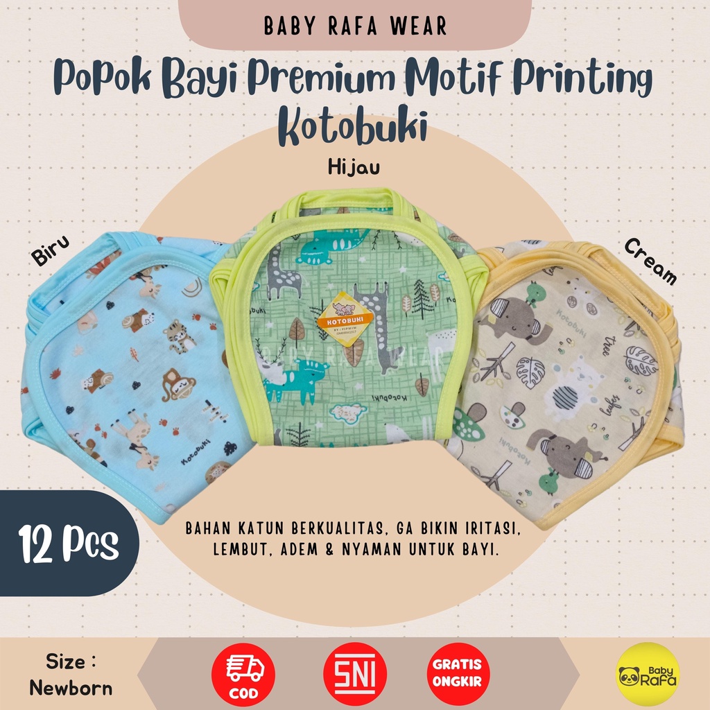 12 pcs Popok Bayi Premium Motif Printing merk Kotobuki