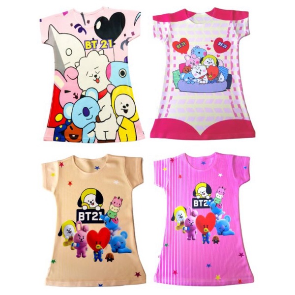 Dress anak || Dress anak motif BT21 || Dress printing BT21