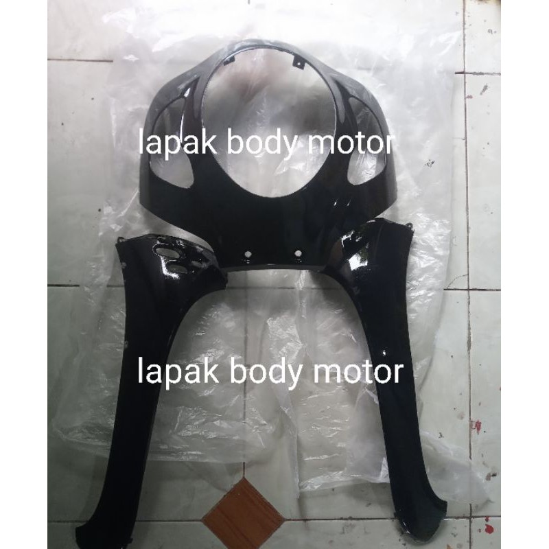 cover bodi body panel kap tameng lampu depan sayap kanan kiri scoopy new led 2021 hitam glosy glossy