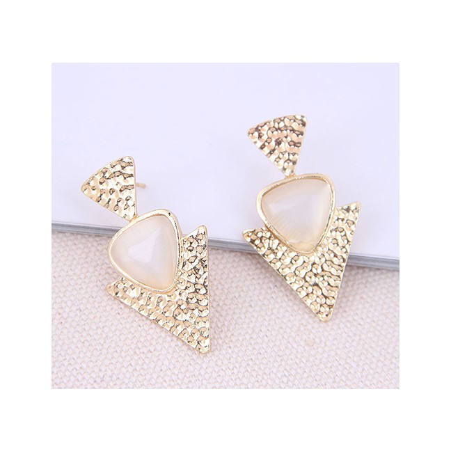 LRC Anting Tusuk Fashion Gold Metal Geometric Stud Earrings A59769