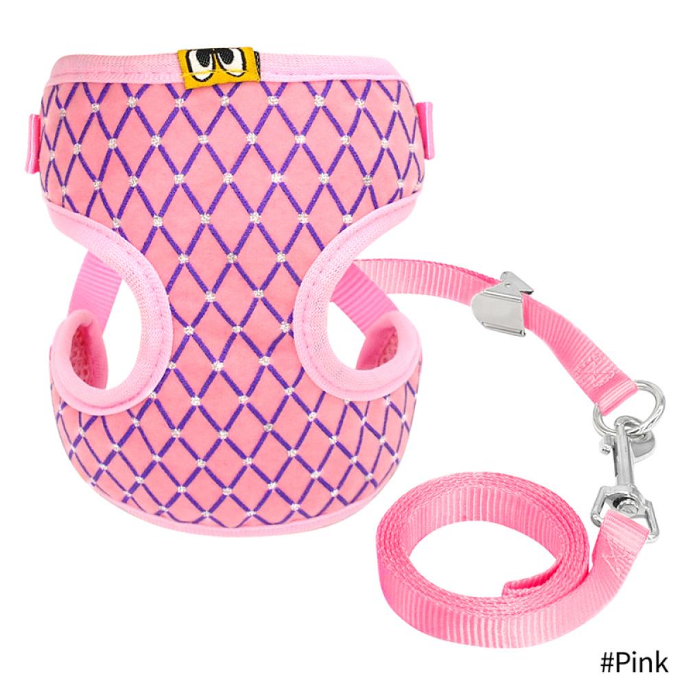 Timekey Rompi Harness Bahan Mesh Breathable Hias Berlian Imitasi Untuk Anjingkucing J8M8