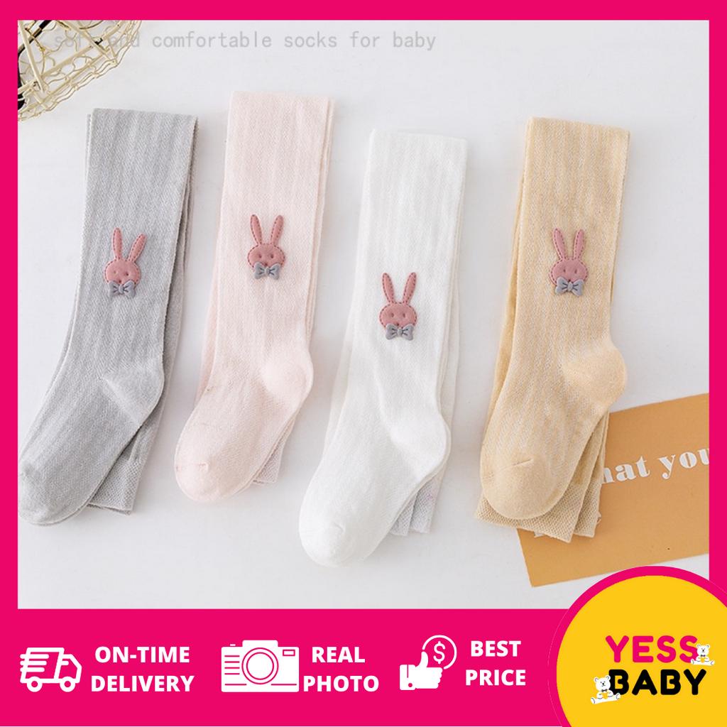 YESSBABY - MIBUNNY 0-8tahun Pantyhose anak perempuan dan kaus kaki dansa katun ikatan simpul jala tipis