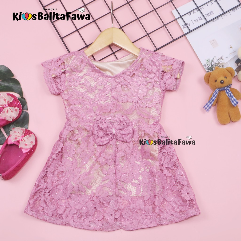 Dress Icha Brukat uk Bayi 0-6 Bulan / Dres Brokat Anak Perempuan Gaun Brukat Pesta Baju Import Baby Cewek