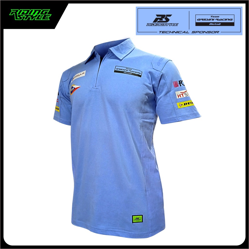Ridingstyle Polo Shirt Gresini Moto2 2022 | Kaos Pit Crew | Blue