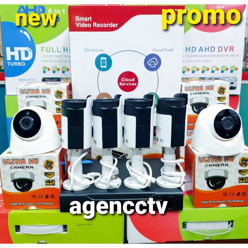 PROMO PAKET CCTV 6 KAMERA ULTRA HD 4K LENSA 8MP IR SONY 2560p GARANSI 2THN
