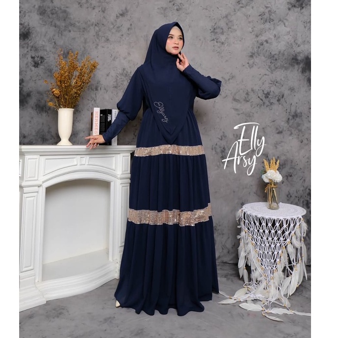 ADIBA SET KHIMAR SYARI CERUTY BABYDOLL ORI BY ELLYARSY DRESS RENDA MEWAH PESTA HAJATAN