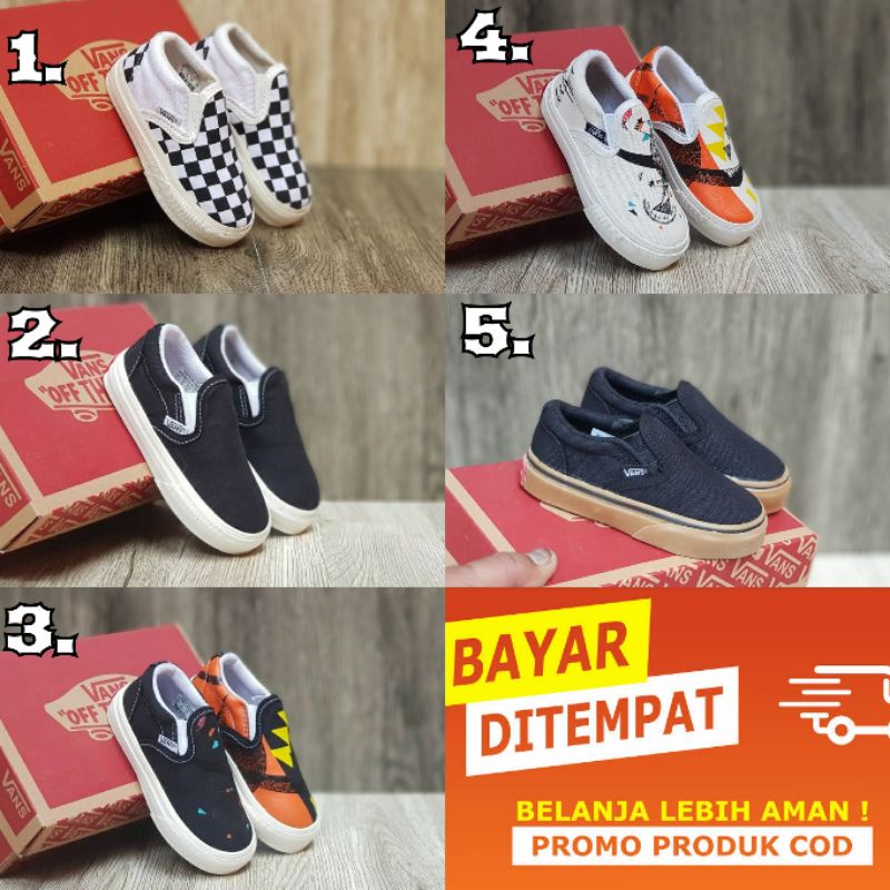 ALAS KAKI, SHOES, Sepatu Vans Anak / Vans Slop Anak / Vans Kids / Sepatu Anak Vans Slip on Unisex