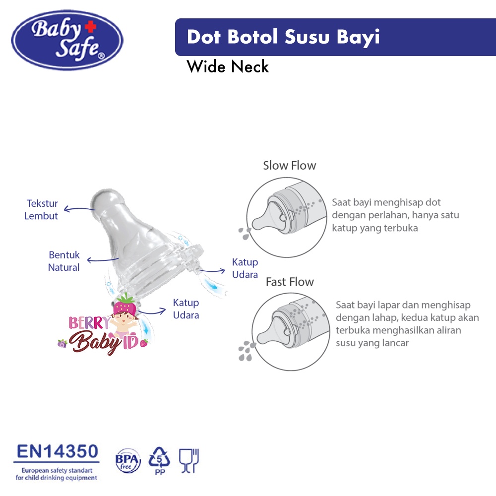 Baby Safe Dot Botol Susu Bayi Wide Neck Nipple Teat Baby Bottle BBS106 Berry Mart