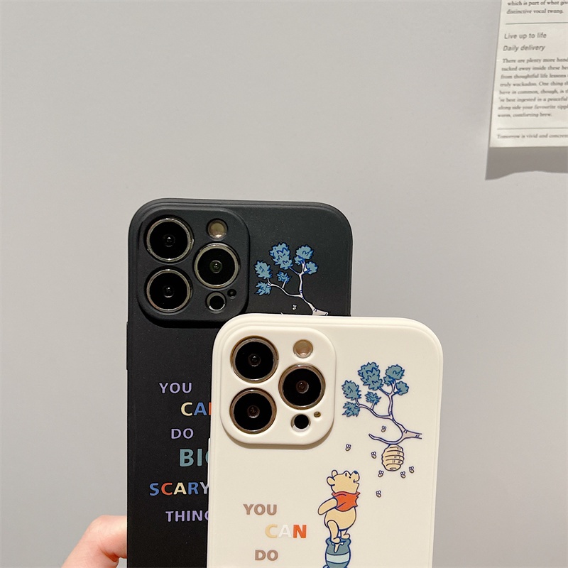 Fun and cute honey winnie the pooh case iphone 11 pro max 13 pro max 12 pro max Xs max XR 7/8 plus se2020 side pattern square soft case