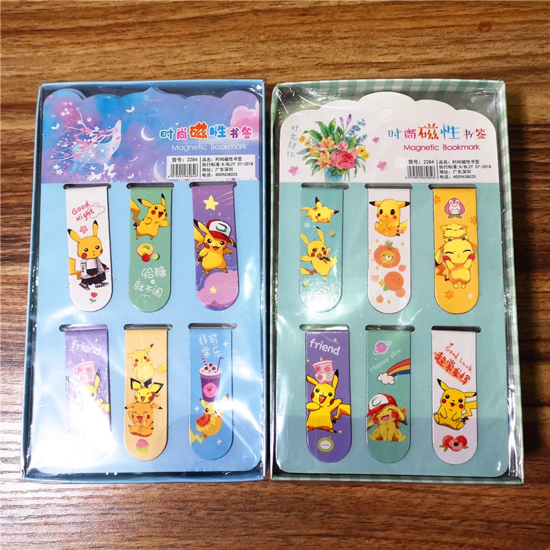 6pcs / set Pembatas Buku Magnetik Motif Kartun Sakura Untuk Perlengkapan Sekolah