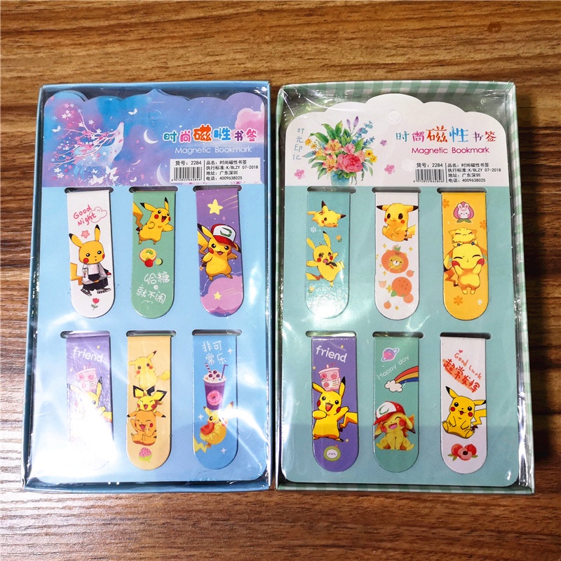 6pcs / set Pembatas Buku Magnetik Motif Kartun Sakura Untuk Perlengkapan Sekolah