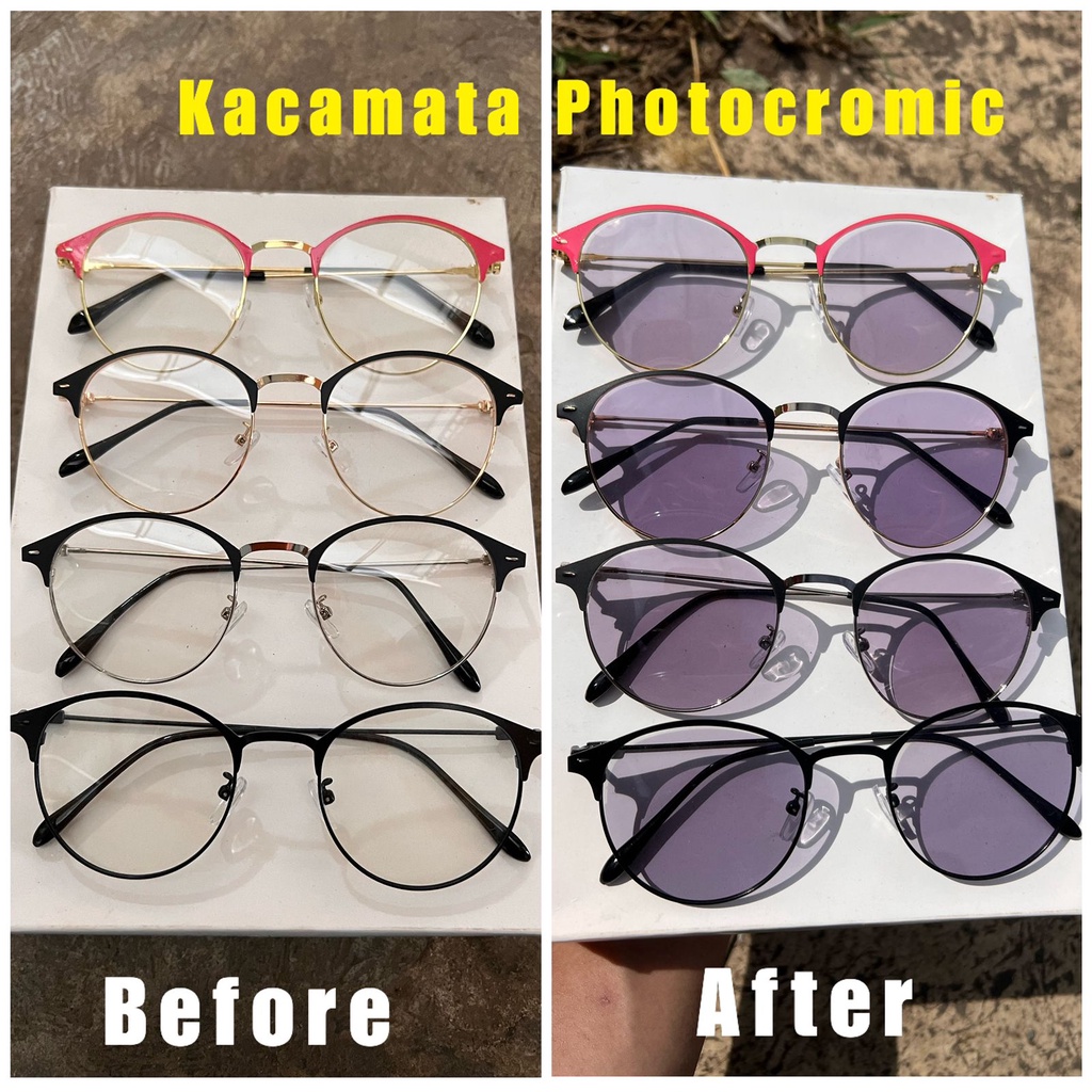 Kacamata Photocromic Antiradiasi Gagang Besi Wanita Pria 1920