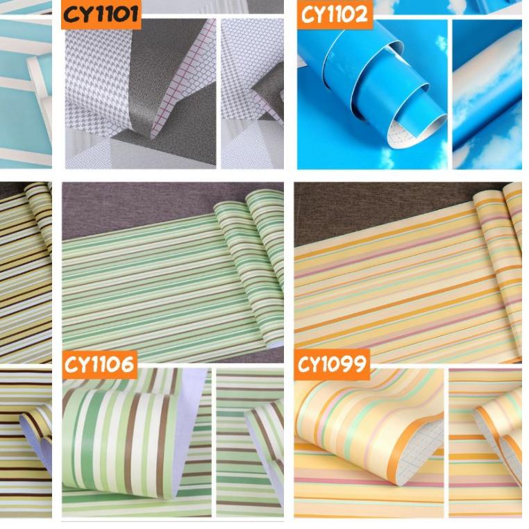 ♀ Wallpaper dinding Motif wallpaper 3d Murah Sudah Ada Lem 45cm x 10m wallpaper dinding polos ❄