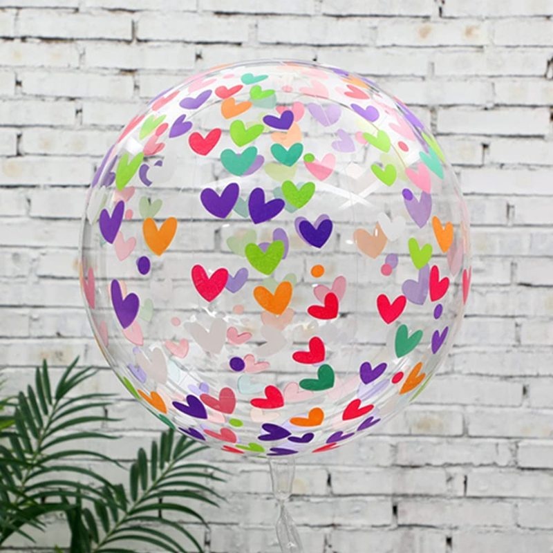 [1 Pc Pack] [20 inch Transparent Bobo Clear Balloon  ][Palm Leaf Love printing Big Round BoBo Balloons] [For Christmas Birthday Wedding Party Home Decor Supplies]