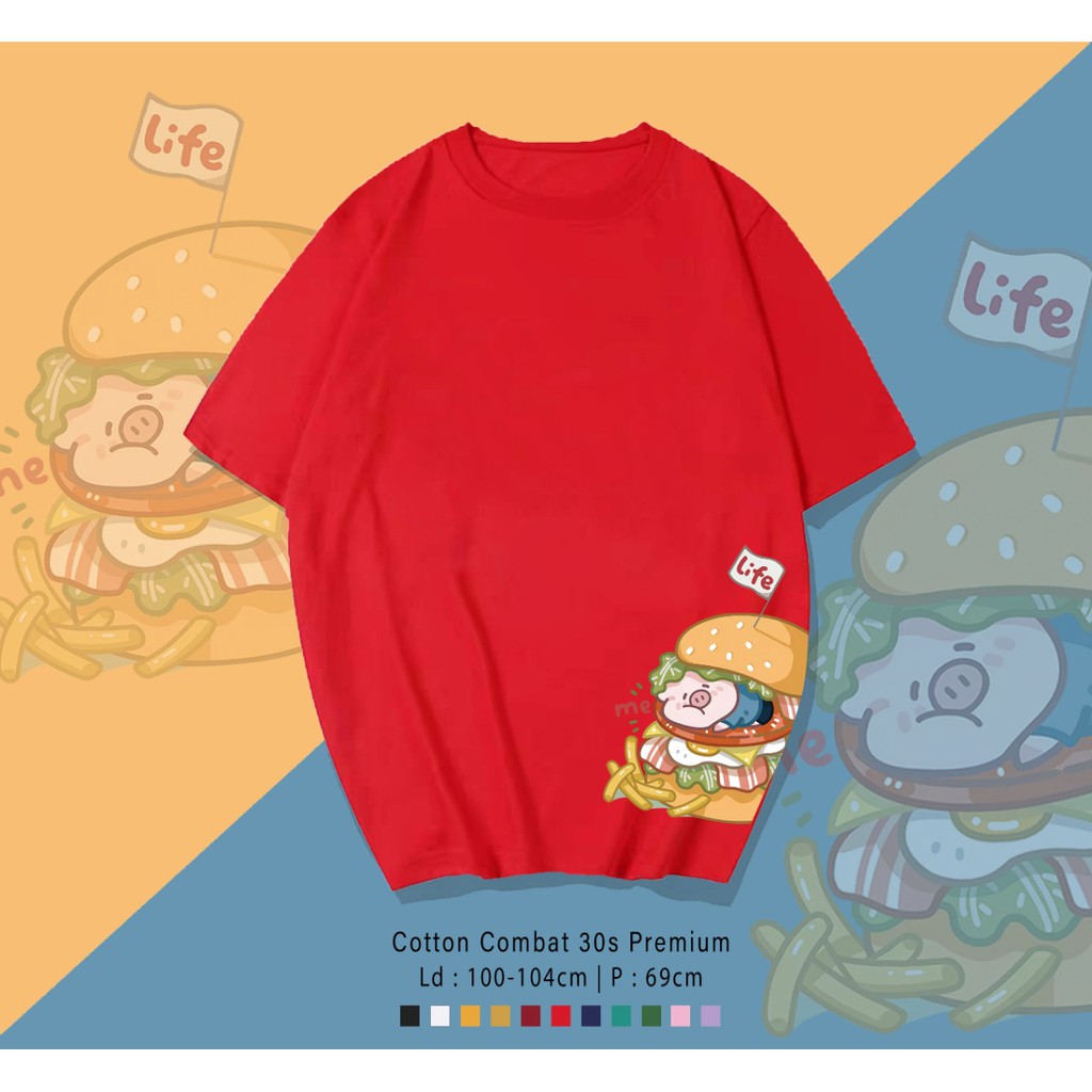 HAMBURGER PIG / TERMURAH BAJU KAOS KATUN WANITA LENGAN PENDEK / TUMBLR TEE /  OVERSIZE