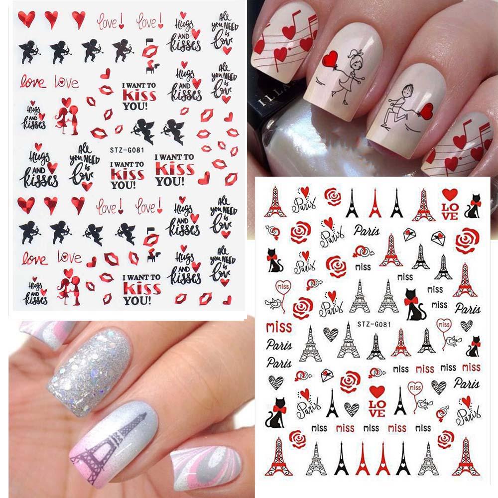 AUGUSTINA Agustina Stiker nail art Kecantikan decal nail art Love Rose Hari Valentine