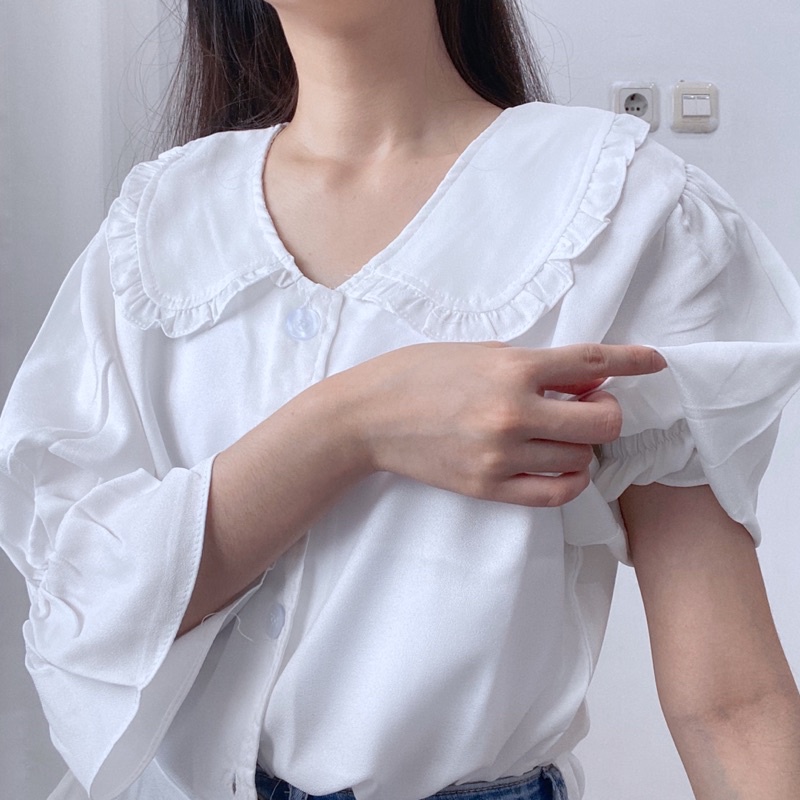 NA-BI Top Korean Collar Blouse Puffy Sleeves 0288-043
