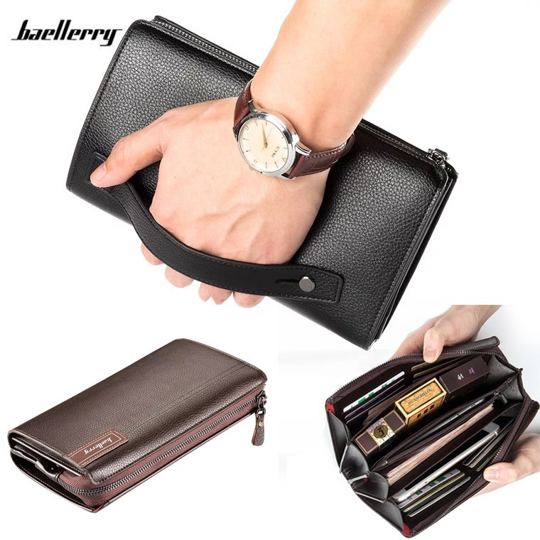 PROMO GOJEK READY ! Handbag Baellerry Long Man Zipper Wallet Clutch Dompet Pria Panjang Import Murah