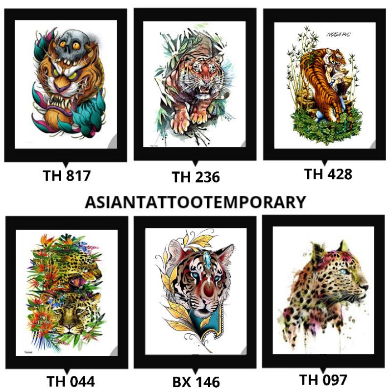 Tatto temporer GAMBAR MACAN BERWARNA/ tato kulit / tato anti air MACAN SINGA STIKER TATO TEMPORER