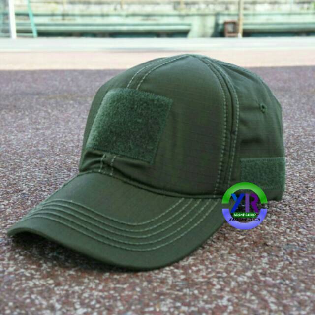 TOPI VELCRO HIJAU POLOS