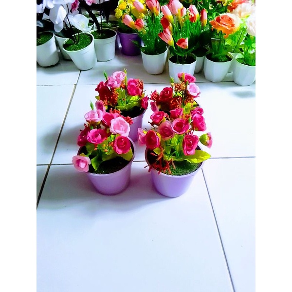 BUNGA HIAS DAISY PLASTIK PLUS POTNYA/BUNGA HIAS DAISY ARTIFICIAL