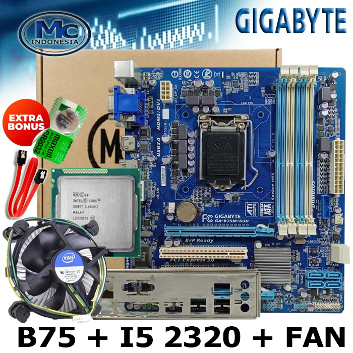 Motherboard Intel LGA 1155 B75 ASUS + Processor i5 2320 + fan