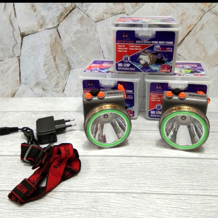 SENTER KEPALA/HEADLAMP MITSUYAMA MS-216K/216P 80 WATT TAHAN AIR HINGGA KEDALAMAN 30M