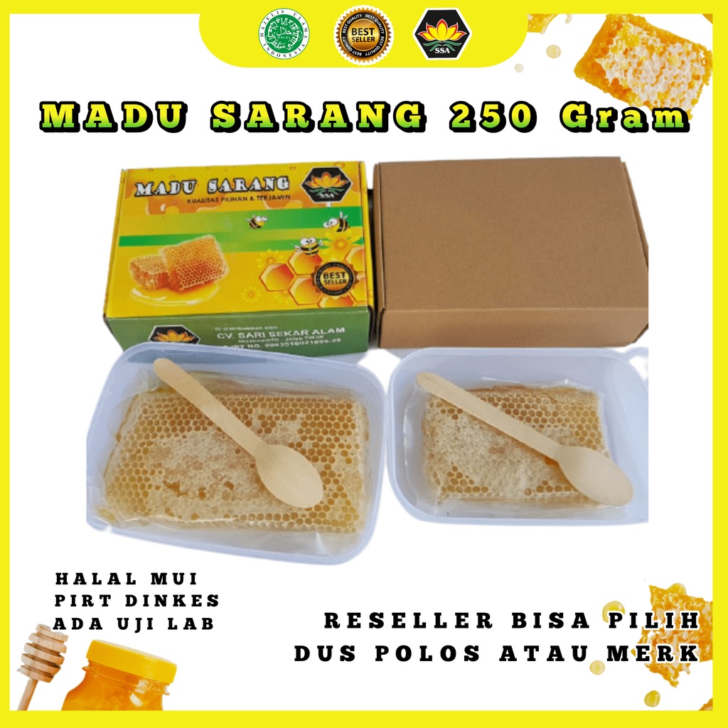 PROMO 250 Gram Sarang Madu Asli Murni Melifera Sari Sekar Free Dus dan Sendok Kayu