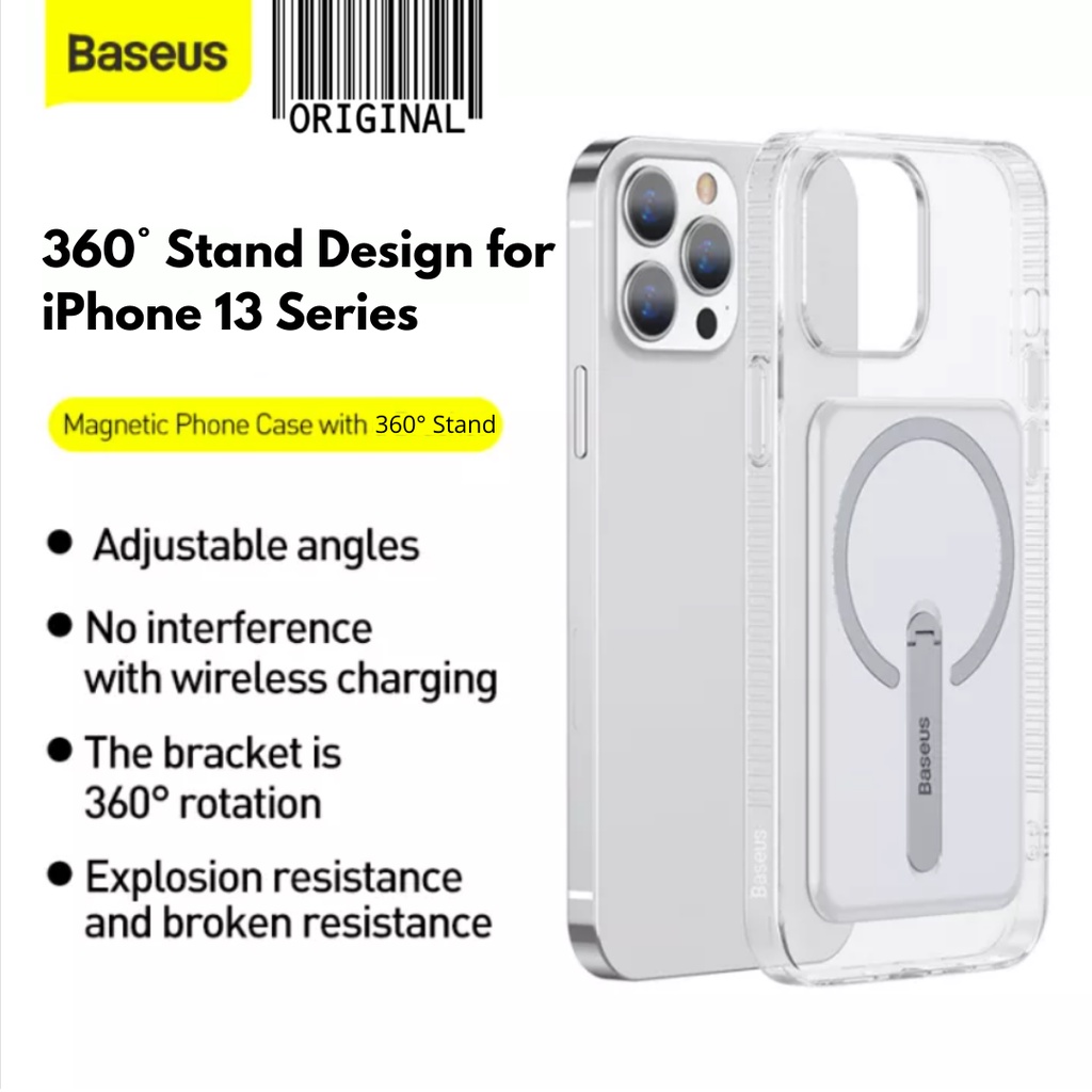 case iphone 13 pro max   13 pro   13 baseus 360   with standing magsafe hardcase