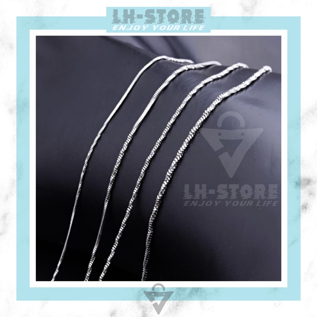KALUNG TITANIUM ULIR GELOMBANG PRIA &amp; WANITA CEWEK / COWOK SILVER SEPERTI MAS PUTIH ANTI KARAT ANTI LUNTUR [KR-04]